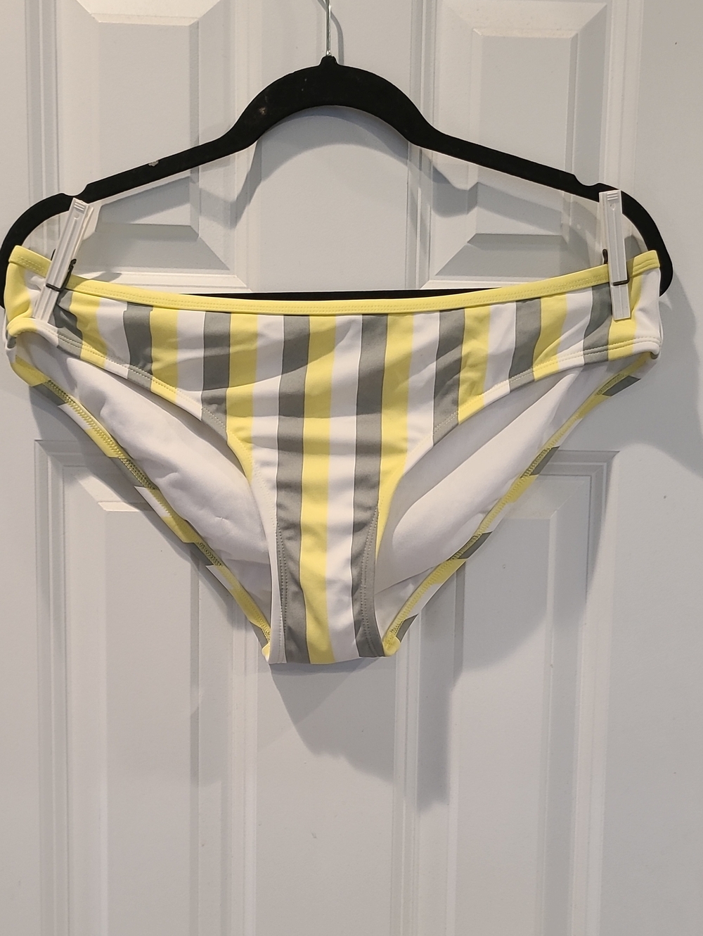 Kona Sol White Bikini Bottoms with Yellow And Grey Stripes